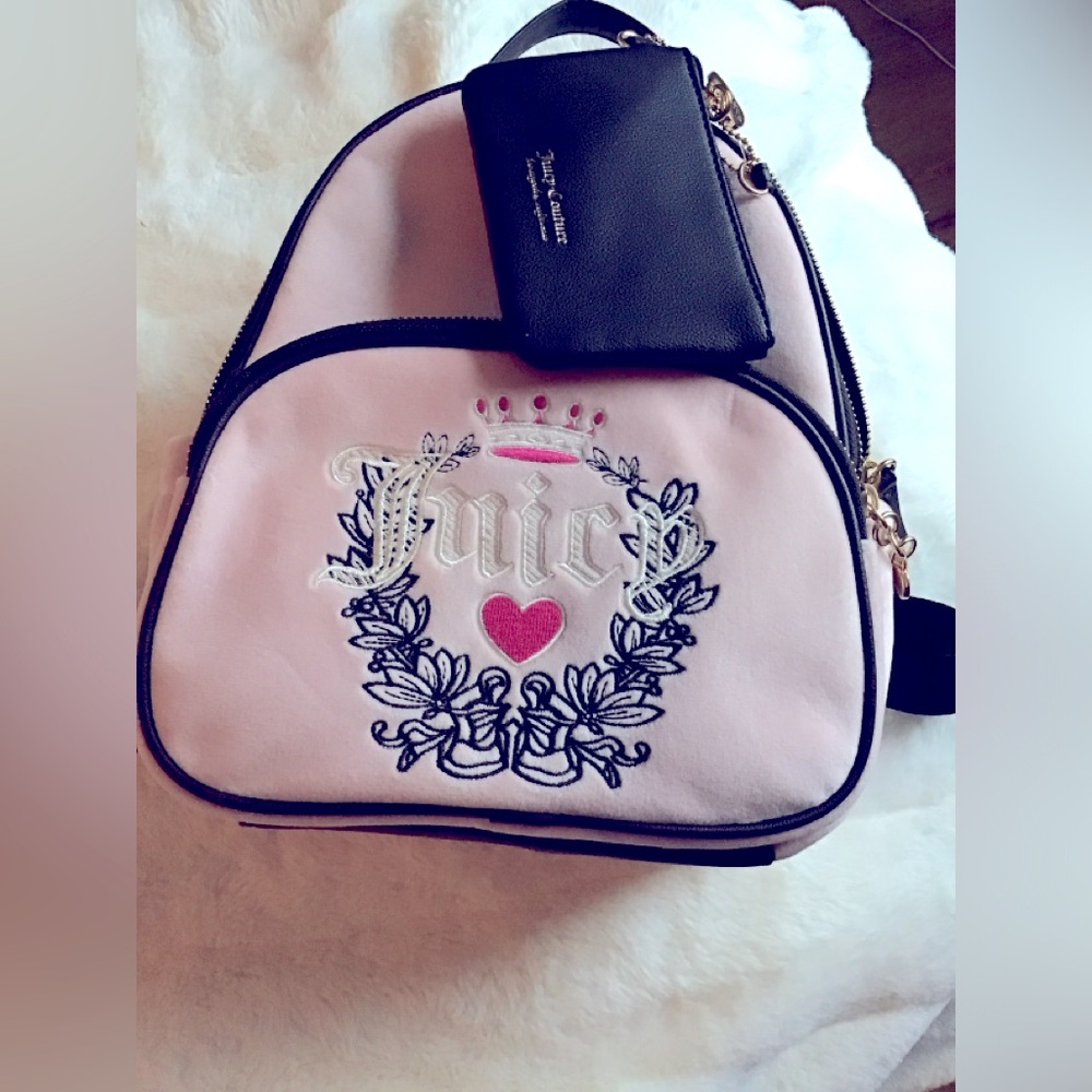 NEW Juicy Couture Dusty Blush Chocolate Velvet Backpack Bag with tags